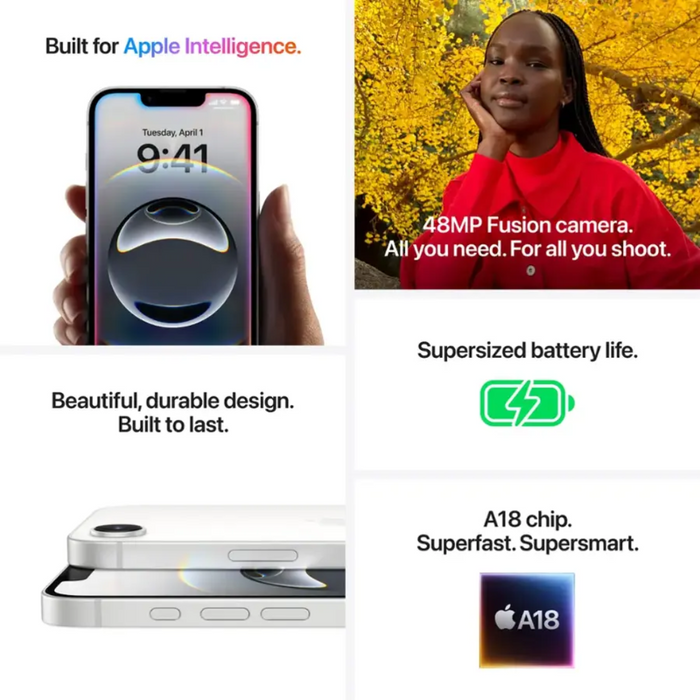Apple iPhone 16e (128GB, 8GB) 6.1", iOS 26, 5G / 4G LTE Fully Unlocked Global (Renewed | Pre-Loved, Black)