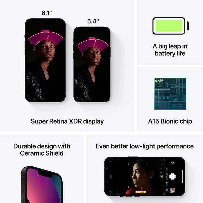 Apple iPhone 13 5G (128GB, 4GB) 6.1" OLED, 5G / 4G LTE GSM + Verizon Unlocked (Excellent - Refurbished)