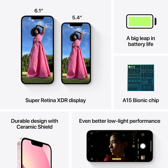 Apple iPhone 13 5G (128GB, 4GB) 6.1" OLED, 5G / 4G LTE GSM + Verizon Unlocked (Excellent - Refurbished)