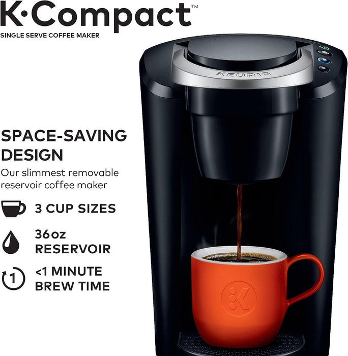 Cafetera monodosis Keurig K-Compact, preparación rápida, 3 tamaños de taza, color negro (renovada, excelente)