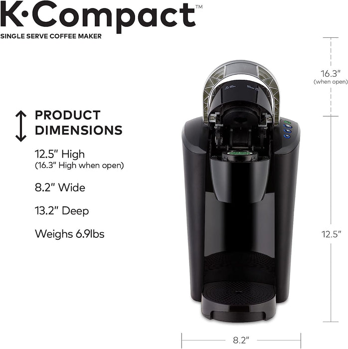 Cafetera monodosis Keurig K-Compact, preparación rápida, 3 tamaños de taza, color negro (aceptable, reacondicionada)