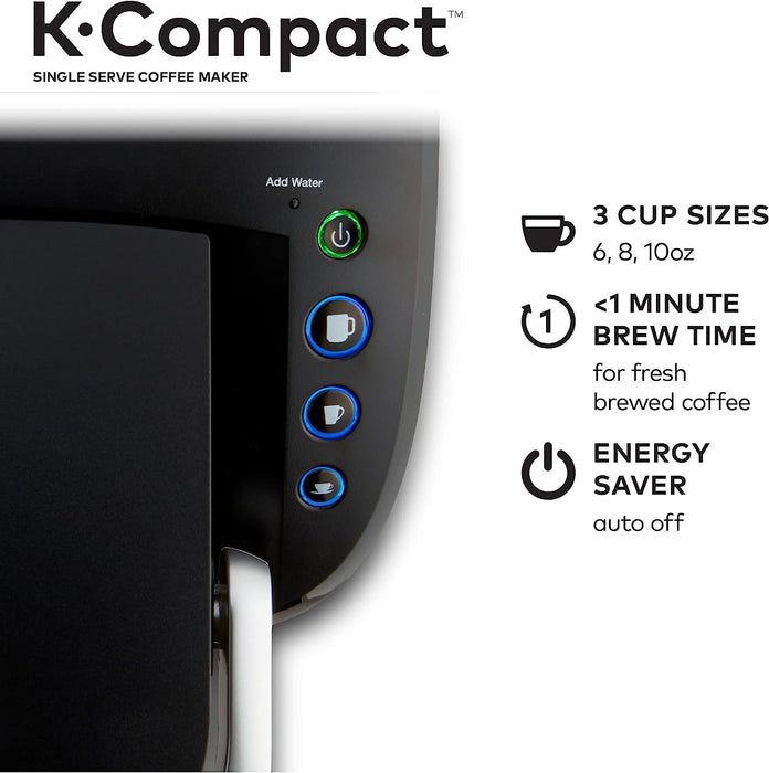 Cafetera monodosis Keurig K-Compact, preparación rápida, 3 tamaños de taza, color negro (renovada, excelente)