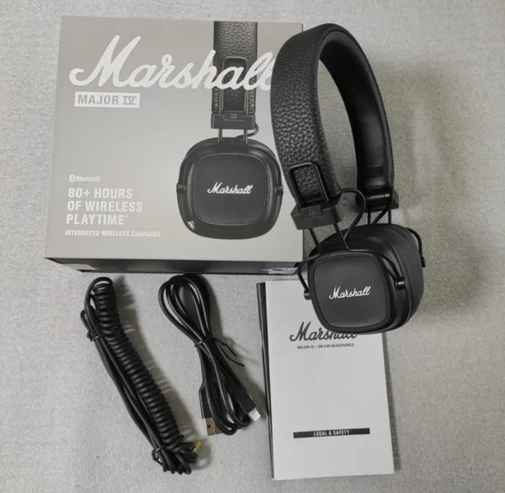 Auriculares inalámbricos Bluetooth Marshall Major IV supraurales con garantía de EE. UU. (Excelentes, reacondicionados, color negro)