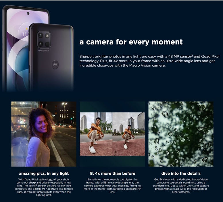 Motorola One 5G UW Ace (64GB, 4GB) 6.7" Verizon Locked 4G LTE / 5G MOTXT21131PP (Renewed | Pre-Loved, Gray)