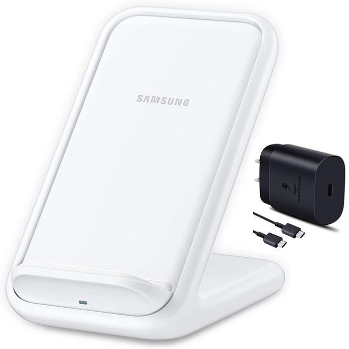 Soporte de carga rápida inalámbrica 2.0 de SAMSUNG con cargador de pared de 25 W compatible con Qi, modelo estadounidense (excelente, reacondicionado, blanco)