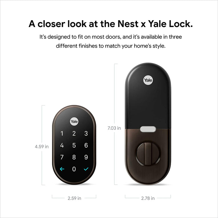 Google Nest x Yale Lock W/ Nest Connect Smart Assistant Controlled (Bronze) (Excellent - Refurbished, Oil Rubbed Bronze)