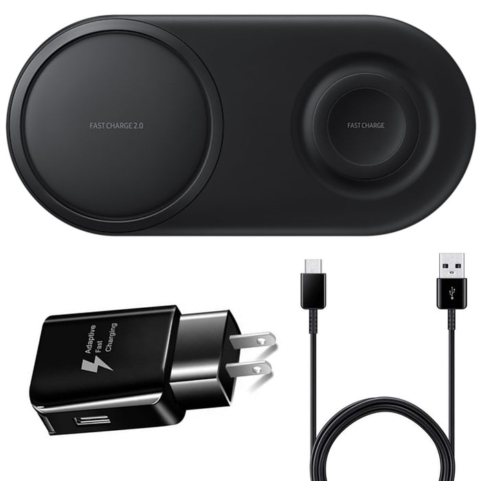 SAMSUNG Wireless Charger Duo Pad, Fast Charging 2.0 w/ 25W Wall Charger EP-P5200 (Acceptable - Refurbished, Black)