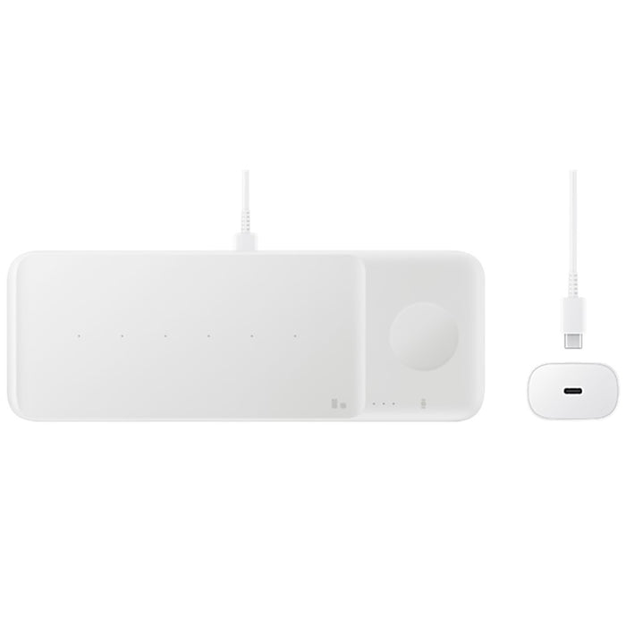 SAMSUNG 9W Wireless Charger Trio w/ 25W Cube -Fast Wireless Qi Charging EP-P6300 (Excellent - Refurbished, White)