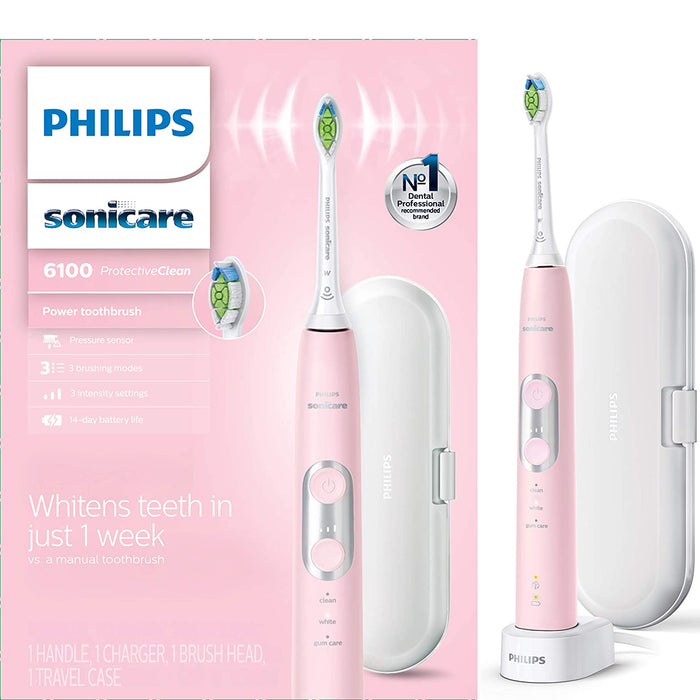 Philips Sonicare ProtectiveClean 6100 Electric Power Toothbrush HX6876/21 (Pink) (Pink)