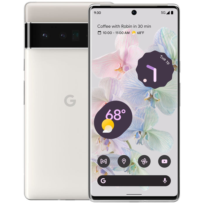 Google Pixel 6 Pro 5G/4G LTE (128 GB, 12 GB) 6,71" Bloqueado solo para AT&amp;T (en buenas condiciones, reacondicionado, blanco nublado)