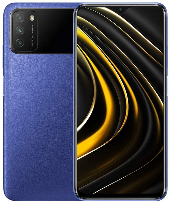 Xiaomi Poco M3 (64 GB, 4 GB) 6,53" Dual SIM GSM desbloqueado EE. UU. + Global 4G LTE (azul) (Excelente - Reacondicionado, Azul frío)