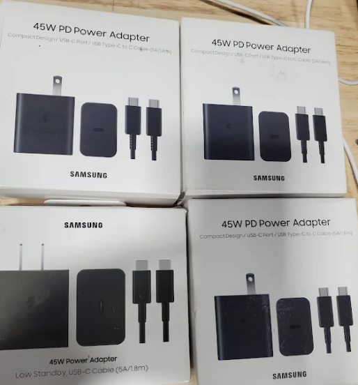 Samsung Official 45W USB-C Super Fast Charging Wall Charger (Pack of 5 units, Black) (Renewed | Smart Saver, )