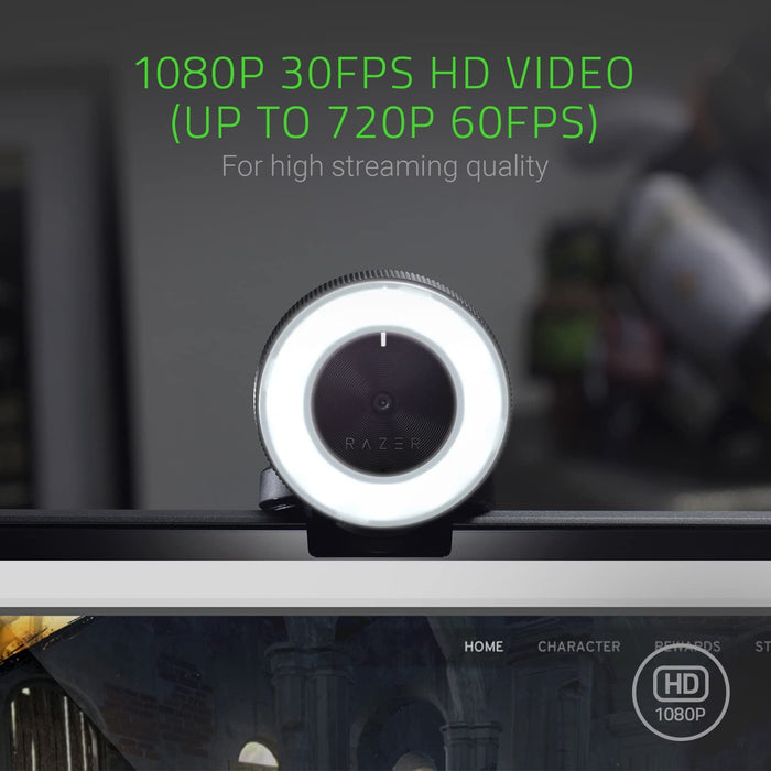 Razer Kiyo Streaming Webcam with Built-in Mic and Advanced Autofocus (Renewed) (Excellent - Refurbished, )