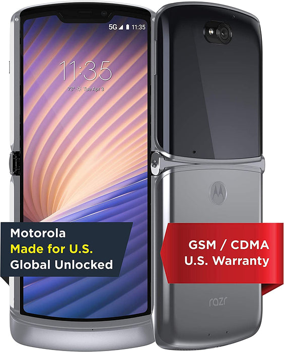 Moto Razr 5G 2020 (256GB, 8GB) 6.1" Fully Unlocked / Global 4G LTE XT2071-2 (Good - Refurbished, Liquid Mercury)