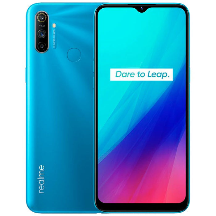 Realme C3 (64 GB, 3 GB) Desbloqueo facial, 6.5" Dual SIM GSM Desbloqueado US 4G LTE RMX2020 (Excelente - Reacondicionado, Azul congelado)