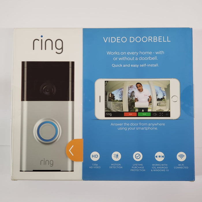 Ring Video Doorbell (1st Gen) 720p HD Video, Wi-Fi Connected, Motion Detection (Satin Nickel)