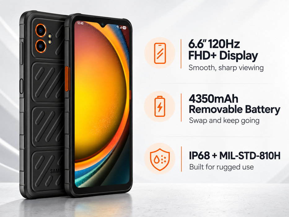 Samsung Galaxy XCover7 Pro 5G (128GB, 6GB) 6.6" Fully Unlocked 5G / 4G LTE G766U (Renewed | Like New, Black)