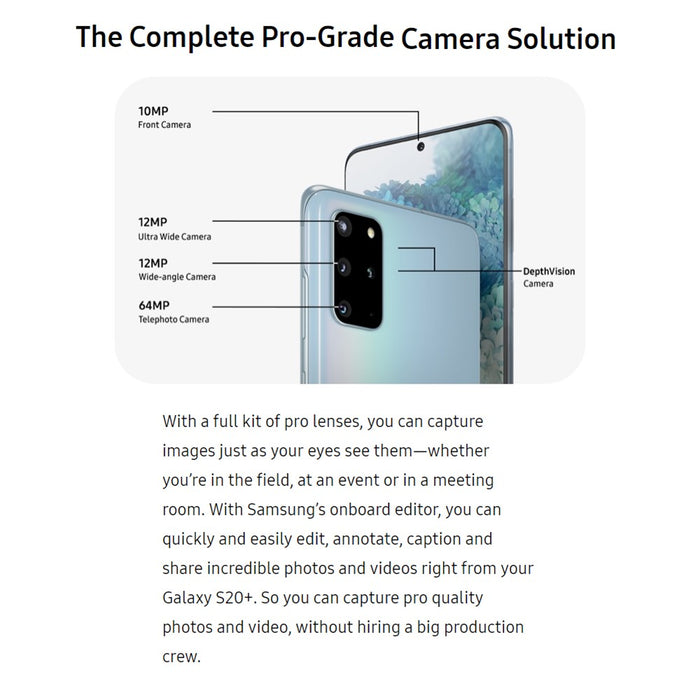 SAMSUNG Galaxy S20+ 5G (512GB) 6.7" Fully Unlocked US 5G Global 4G G986U1 (Cosmic Black)