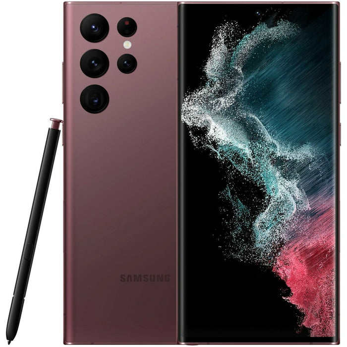 SAMSUNG Galaxy S22 Ultra 5G (256GB, 12GB) 6.8" Factory Unlocked GSM+CDMA S908U1 (Good - Refurbished, Burgundy)