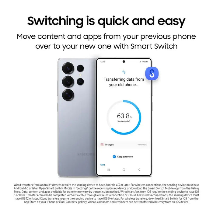 Samsung Galaxy S25 Ultra 5G (256GB, 12GB) US Model S938U AT&T and Cricket only (Renewed | Like New, Silver Blue)
