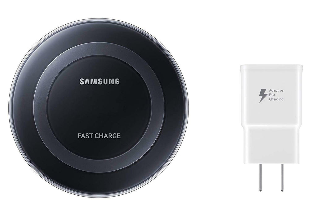 SAMSUNG Wireless Fast Charging Pad w/ Wall Charger - Qi Enabled Device - Black (Black)