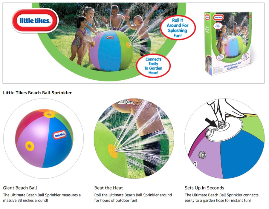 Little Tikes Ultimate Beach Ball Sprinkler (88 Inches), Lawn ()