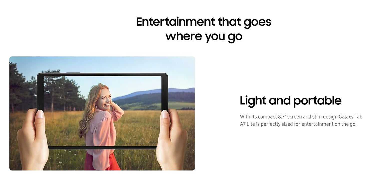 SAMSUNG Galaxy Tab A7 Lite 8.7" (32GB, 3GB, Wi-Fi + 4G LTE) GSM Unlocked SM-T225 (Renewed | Like New, Gray)