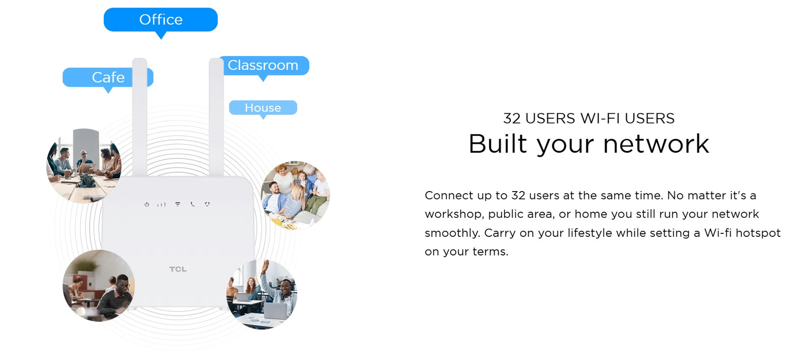 TCL Wi-Fi LINK HUB Mobile Factory Unlocked Global 4G LTE CAT 4 HH42NK1 (Renewed | Like New, White)