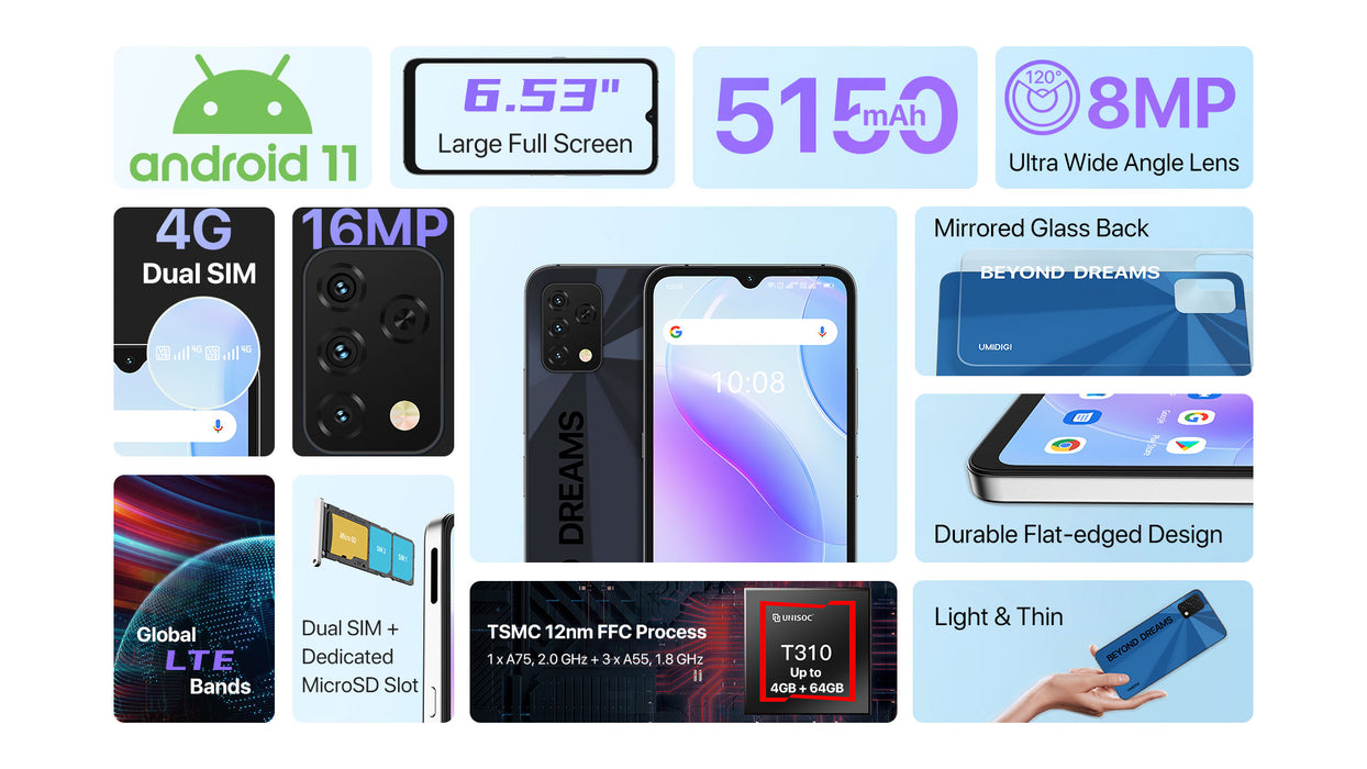 UMIDIGI A11S (32 GB, 4 GB) 6,53" Dual SIM GSM Desbloqueado Global 4G LTE