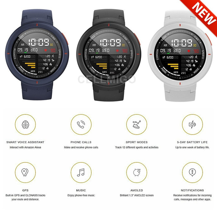 Amazfit Verge 43 mm - Reloj inteligente AMOLED de 1,3", resistente al agua IP68 - A1811