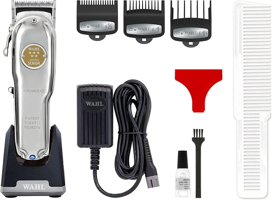 Cortadora de cabello inalámbrica para personas mayores Wahl 5 Star, edición de metal, 80 minutos de funcionamiento, modelo 3000112 (aceptable, reacondicionada, plateada)