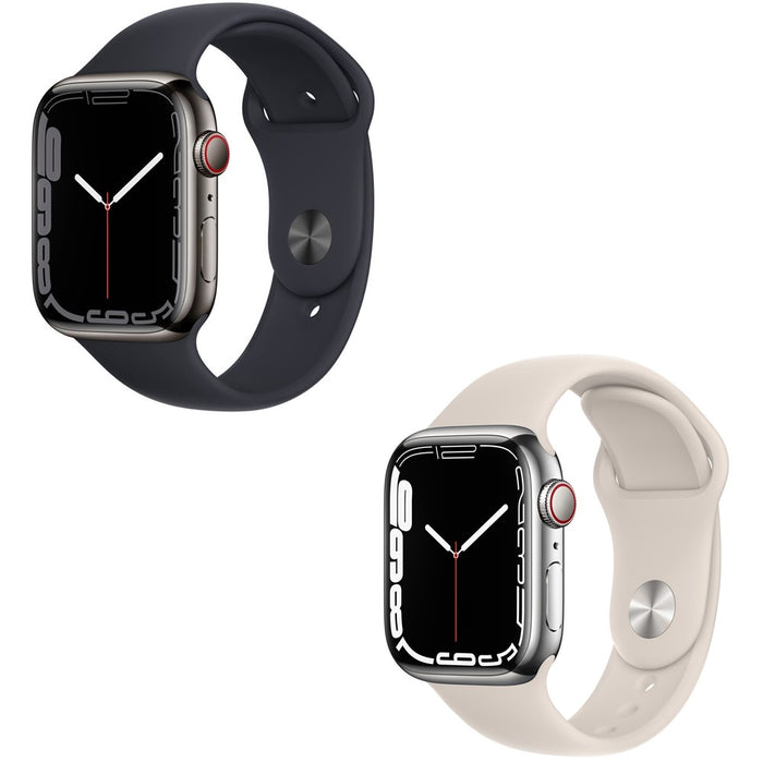 Apple Watch Series 7 w/ Steel Case (45mm, GPS + 4G LTE Cellular) Fully Unlocked (Excellent - Refurbished)