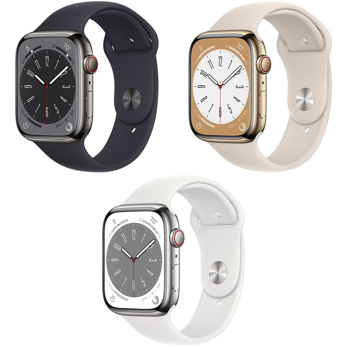 Apple Watch Series 8 (45mm, GPS + Cellular) 1.9" Fully Unlocked w/Aluminum Case (Renewed | Like New)