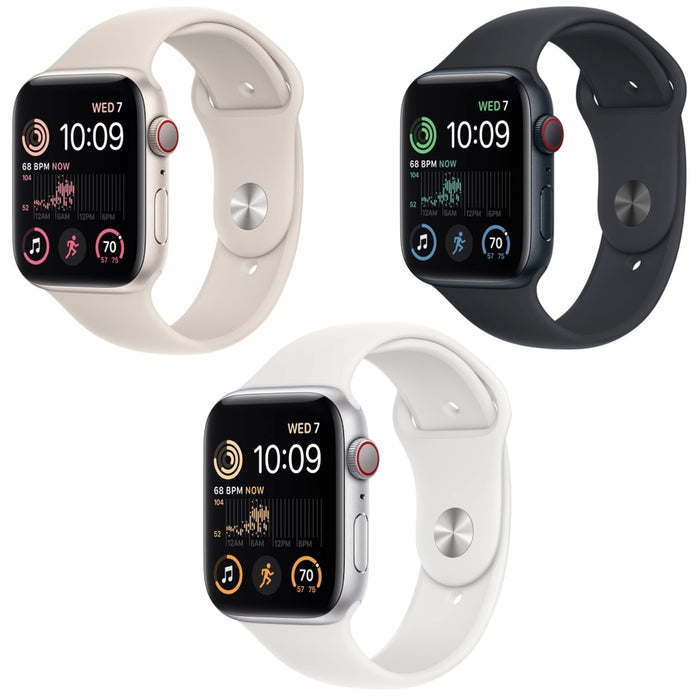 Apple Watch SE 2022 (44 mm, Wi-Fi, GPS + LTE) 1,78" totalmente desbloqueado, caja de aluminio (excelente - reacondicionado)