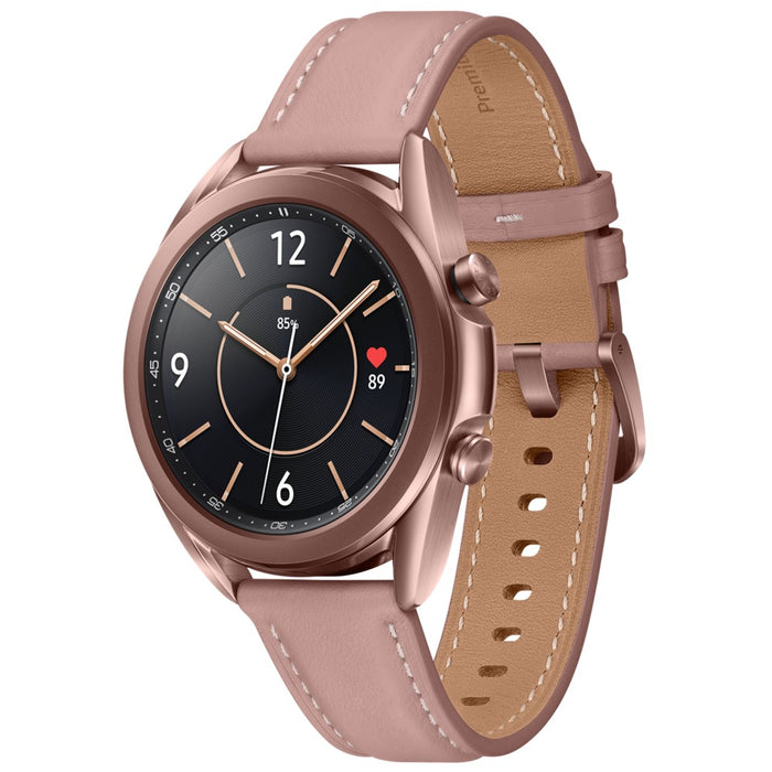 Reloj inteligente deportivo Samsung Galaxy Watch 3 (41 mm, GPS) con monitorización de SpO2, actividad física, sueño y R850 (bronce)