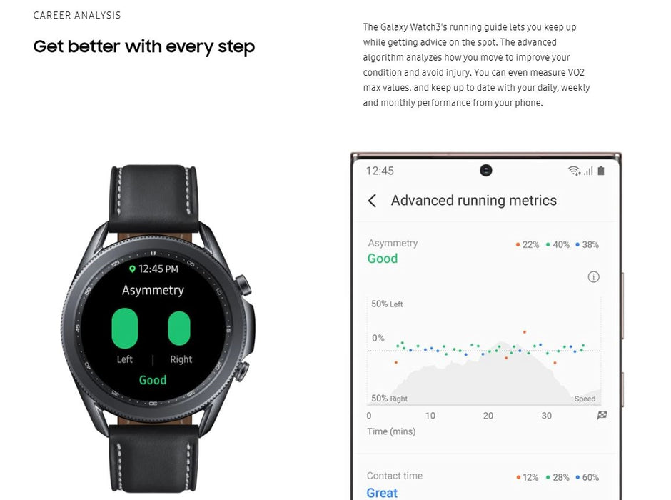 SAMSUNG Galaxy Watch 3 (45mm, GPS) SpO2, Fitness, Sleep, Sports Smartwatch R840