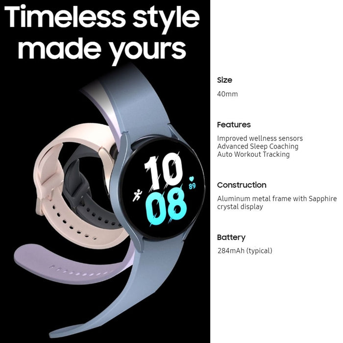 Samsung Galaxy Watch5 (40 mm, WiFi + LTE) Reloj inteligente de salud y actividad física de 1,2" R905U (solo para piezas/no funciona, grafito)