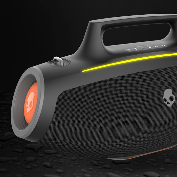 Altavoz Bluetooth Boombox resistente al agua Skullcandy Barrel, luces LED, 12 horas de duración (excelente, reacondicionado, negro)