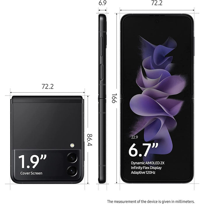 SAMSUNG Galaxy Z Flip3 5G (128GB, 8GB) 6.7" Fully Unlocked for US & Global F711U (Phantom Black)