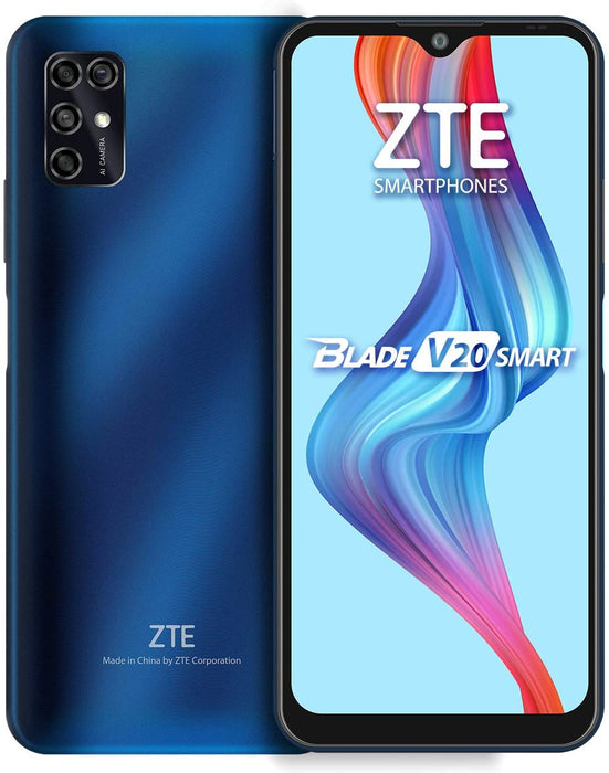 ZTE Blade V20 Smart (128 GB, 4 GB) 6.82" (EE. UU. + LATINOAMÉRICA) 4G LTE GSM Desbloqueado 8010 (Excelente - Reacondicionado, Azul)